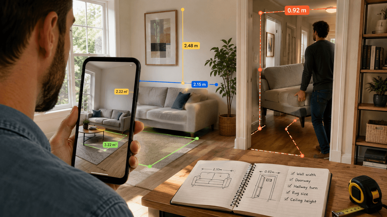Before You Buy That Couch Online, Measure the Room With What's Already in Your Pocket